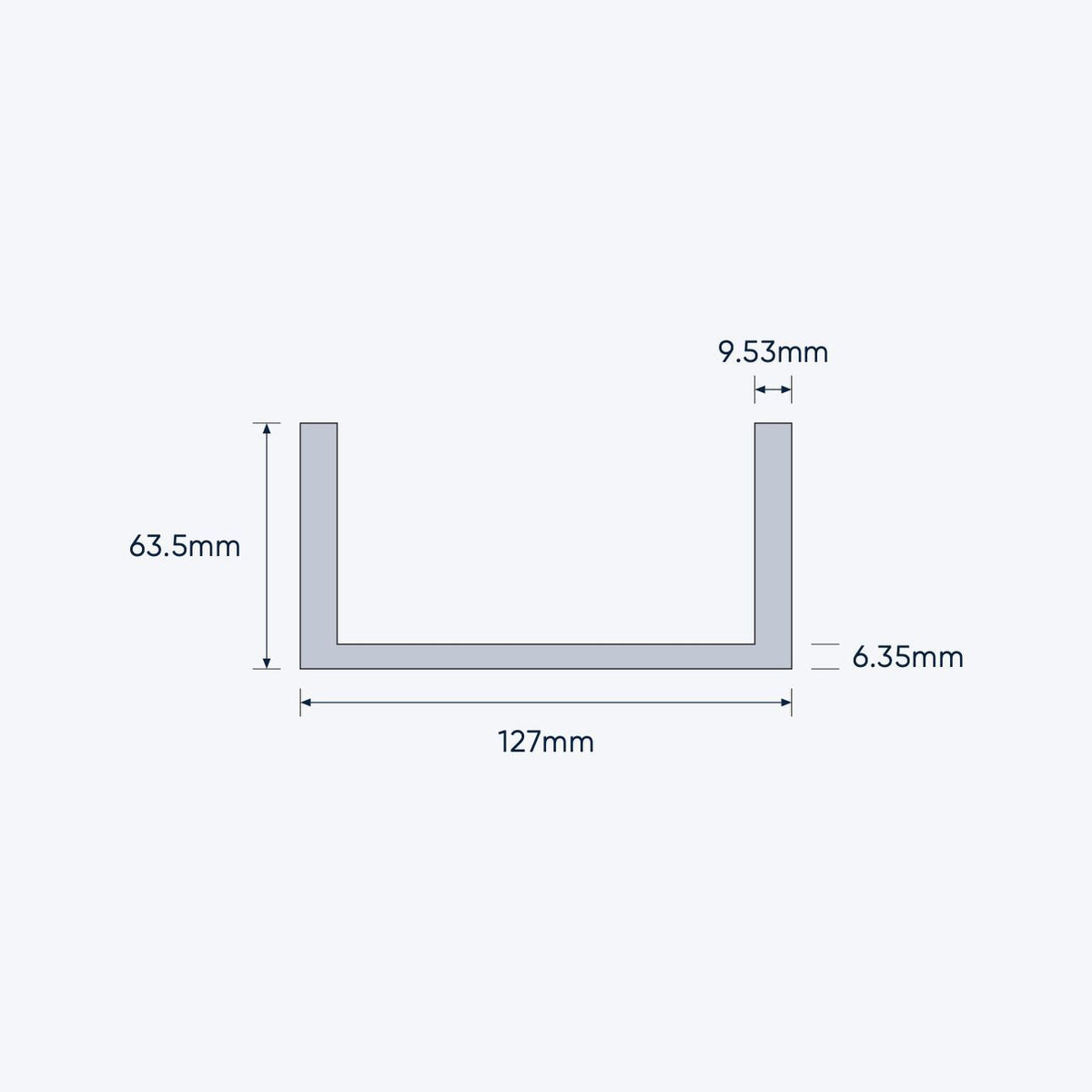 aluminium channel size 127 63 5 6 35 9 53 mm 4