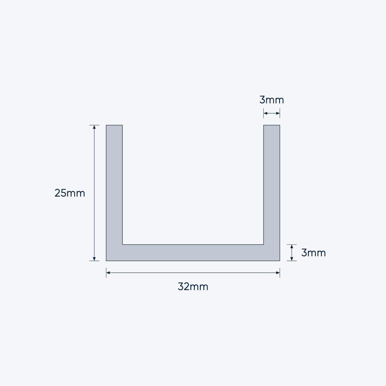 aluminium channel size 32 25 3 mm 4