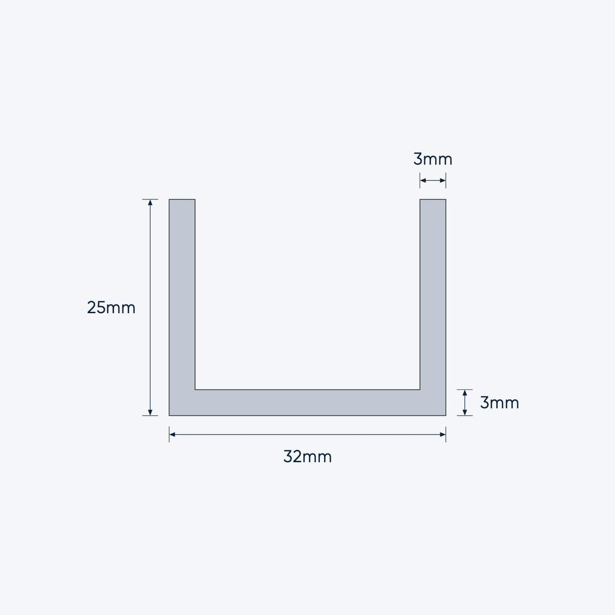 aluminium channel size 32 25 3 mm 4