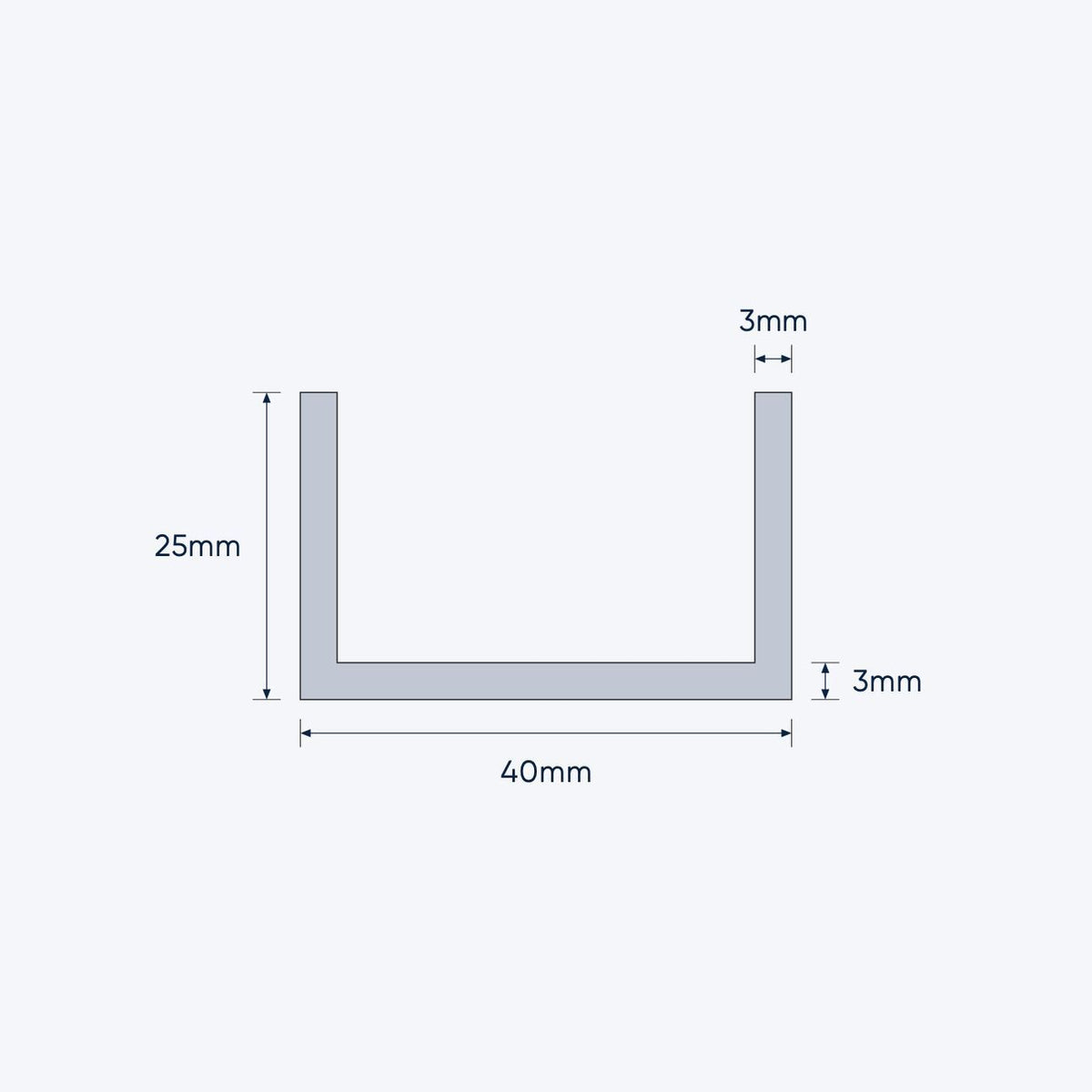 aluminium channel size 40 25 3 mm 4