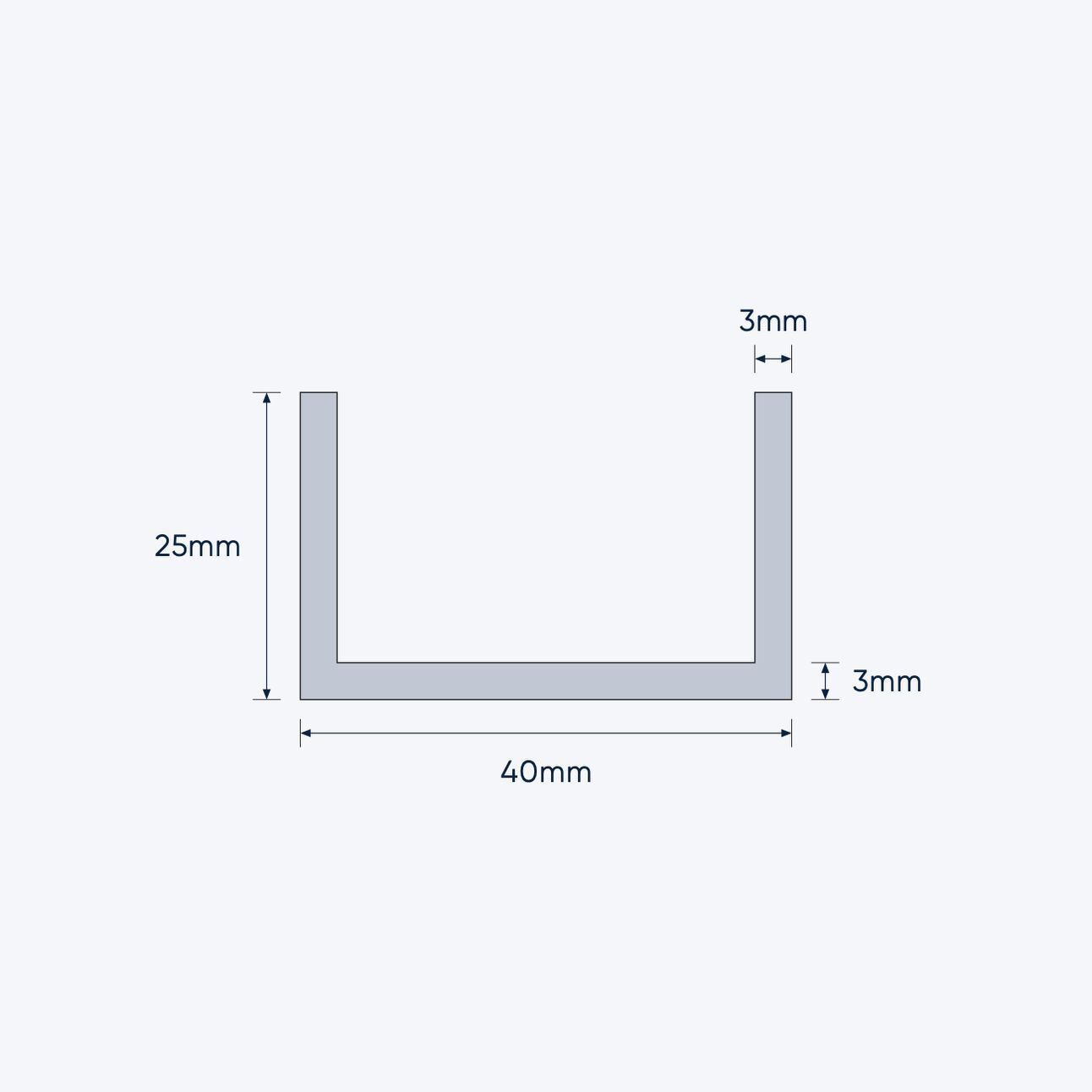 aluminium channel size 40 25 3 mm 4