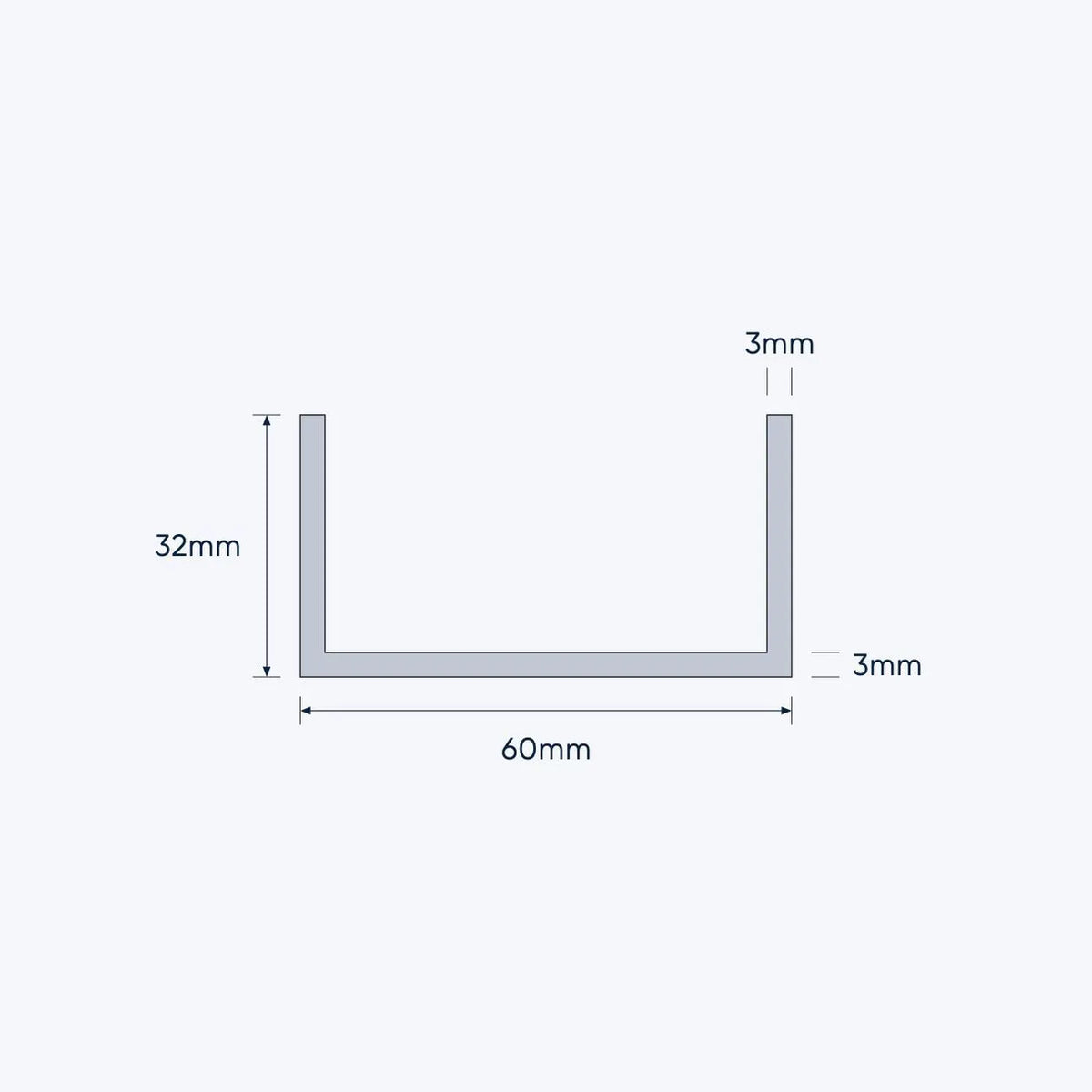 aluminium channel size 60 32 3 mm 4