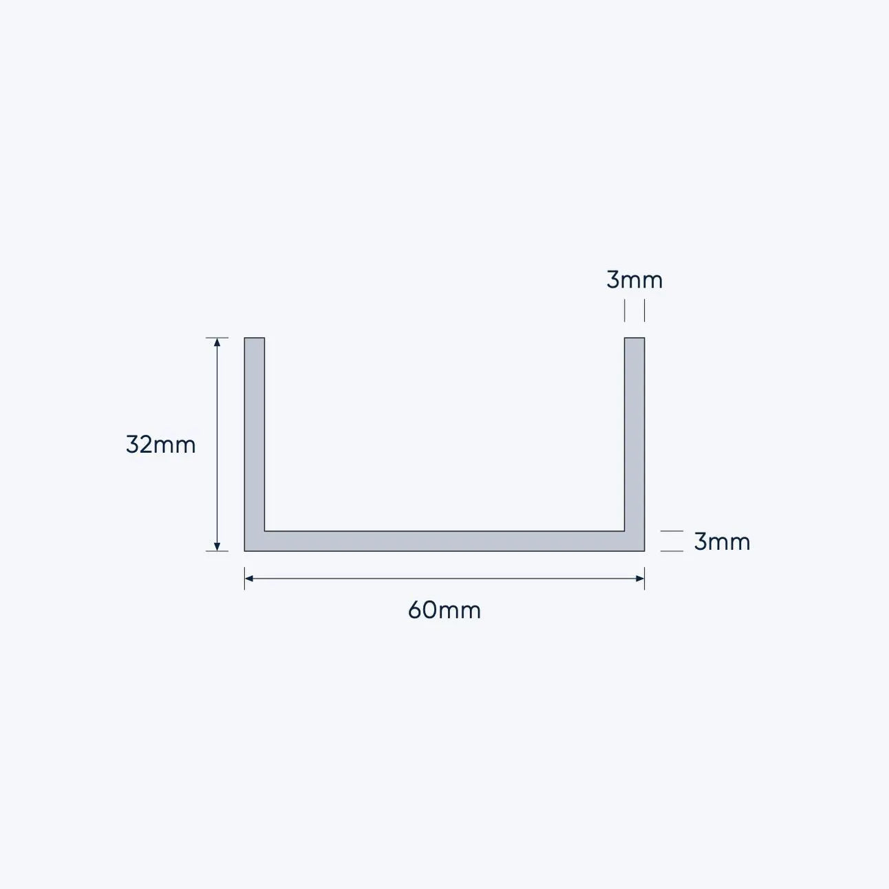 aluminium channel size 60 32 3 mm 4
