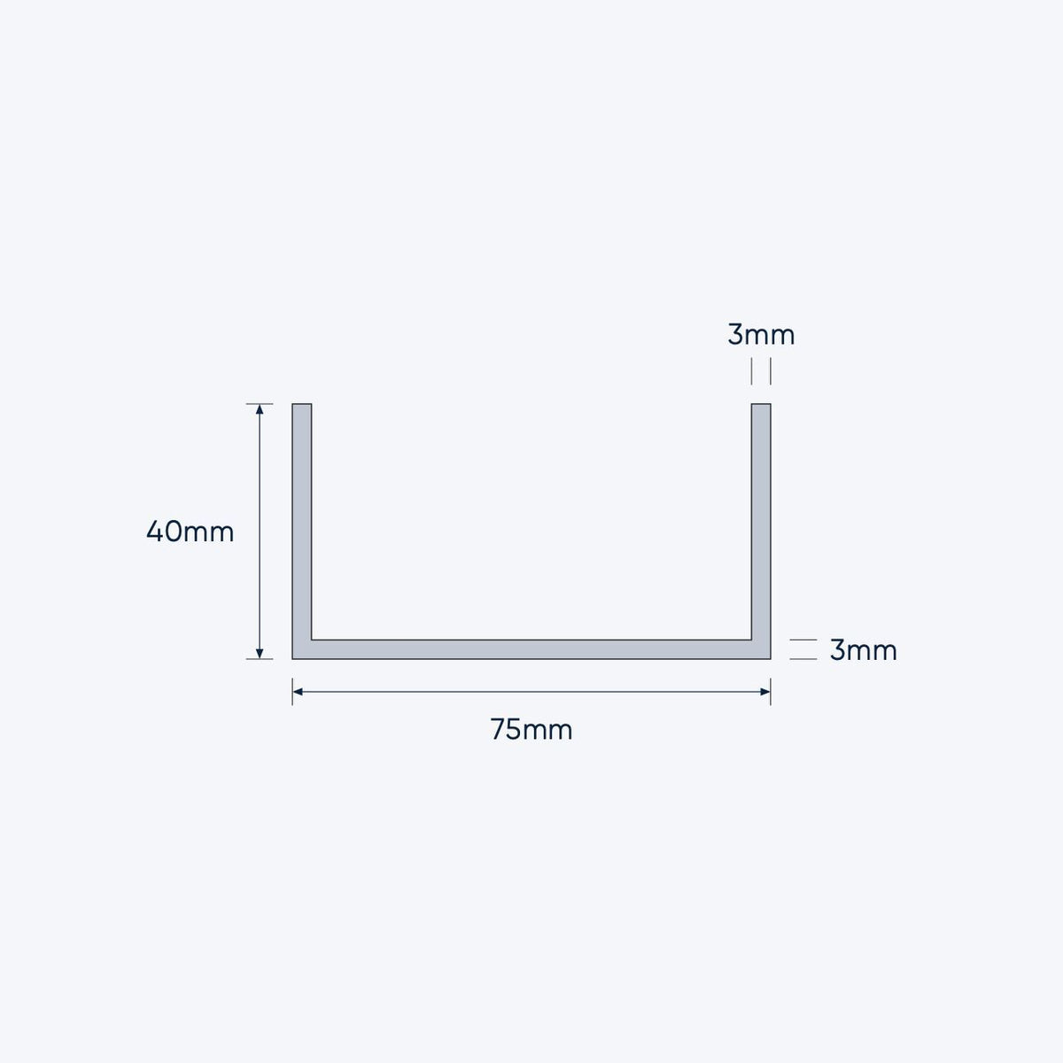 aluminium channel size 75 40 3 mm 4