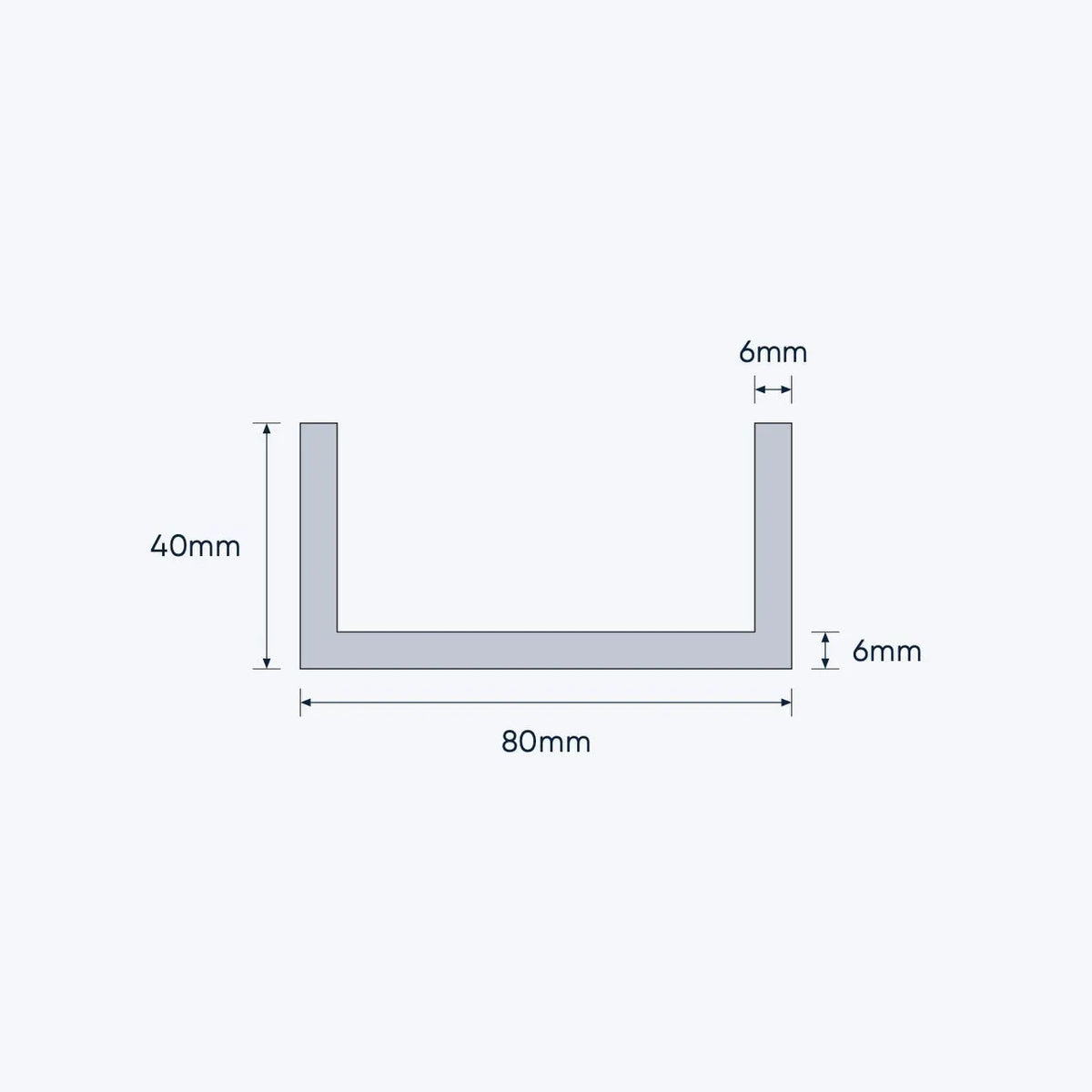 aluminium channel size 80 40 6 mm 4