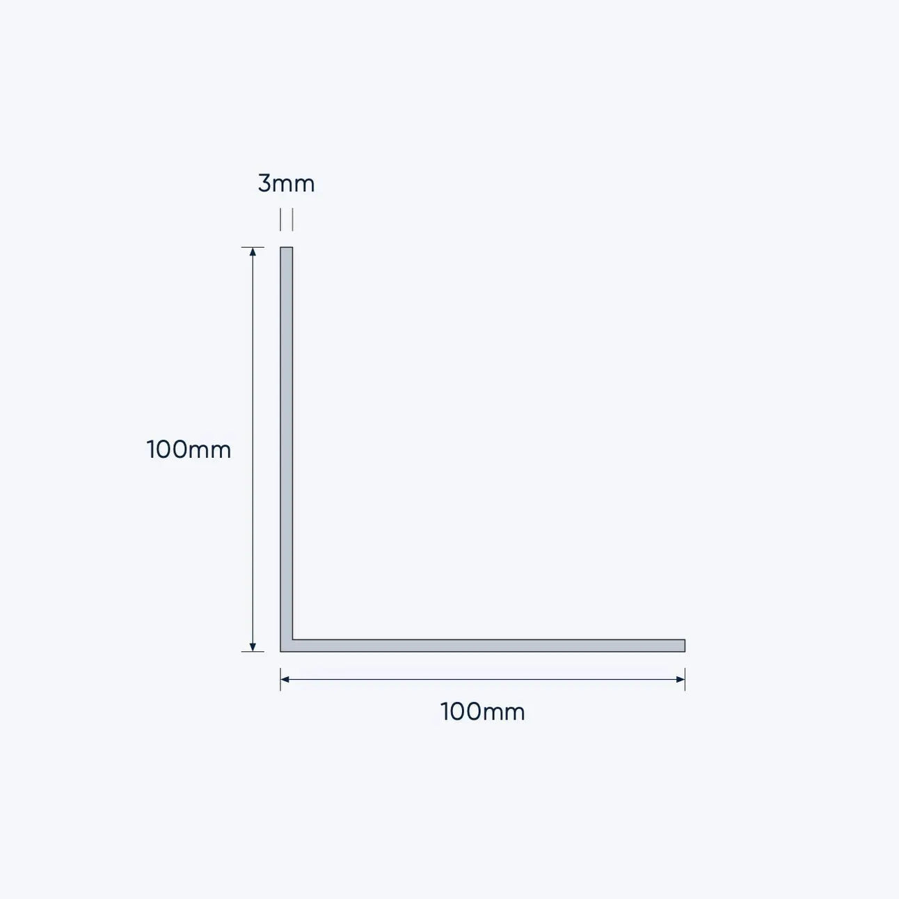 aluminium equal angle size 100 100 3 mm 4