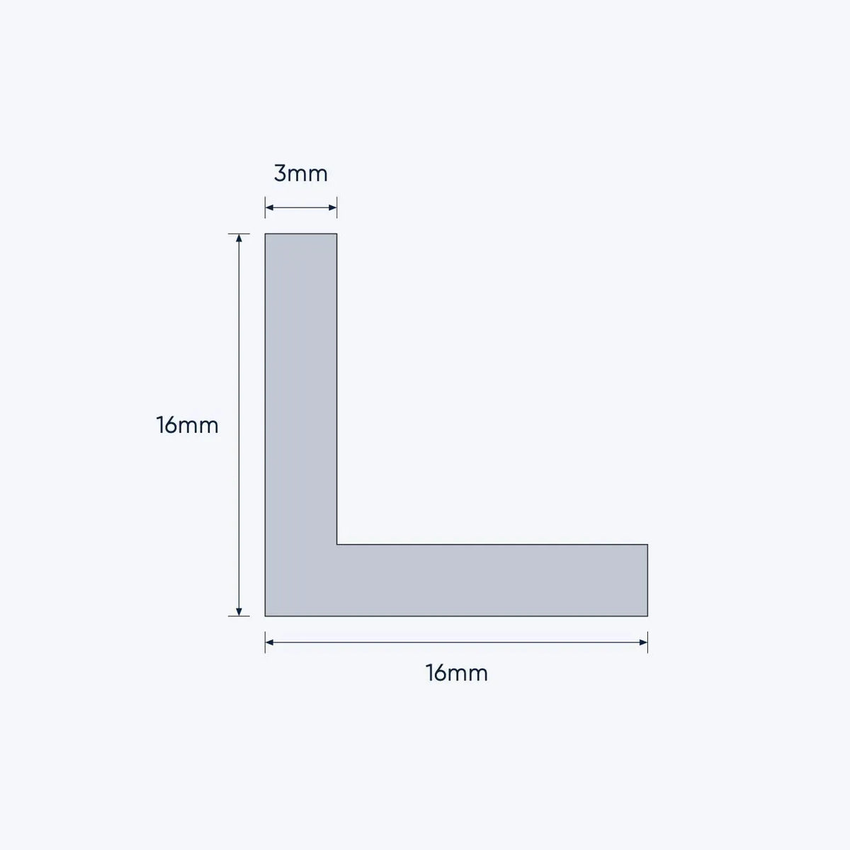 aluminium equal angle size 16 16 3 mm 1