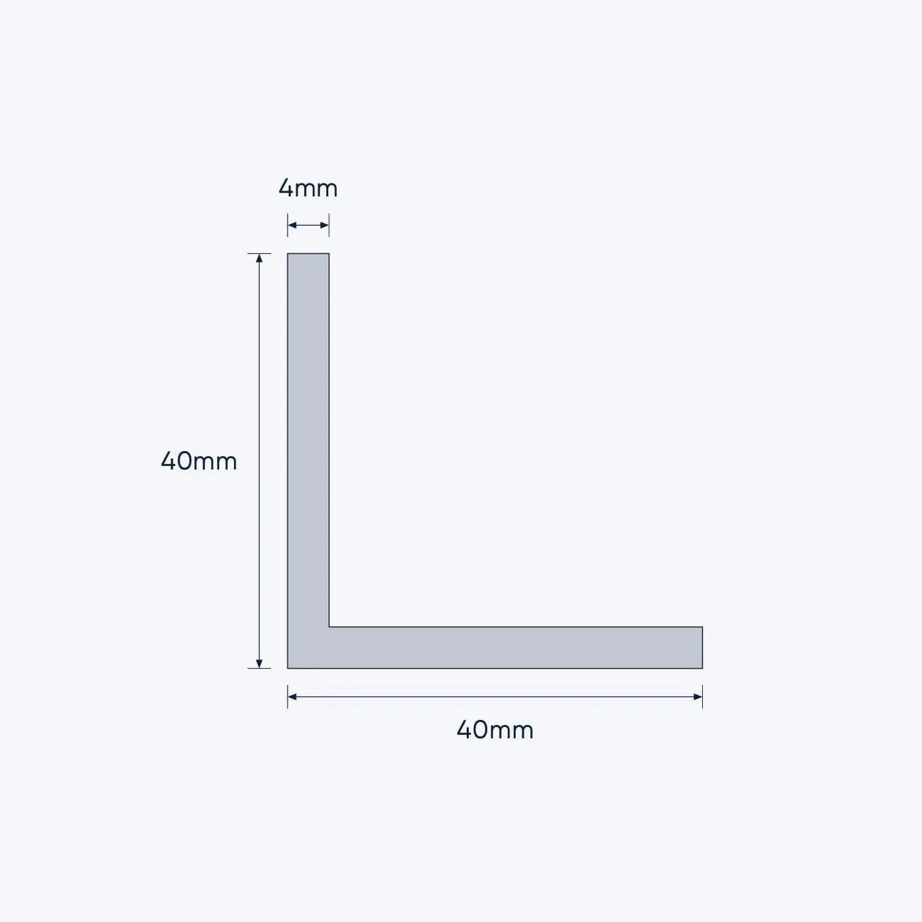 aluminium equal angle size 40 40 4 mm 4