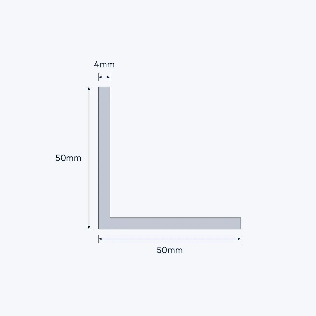aluminium equal angle size 50 50 4 mm 4