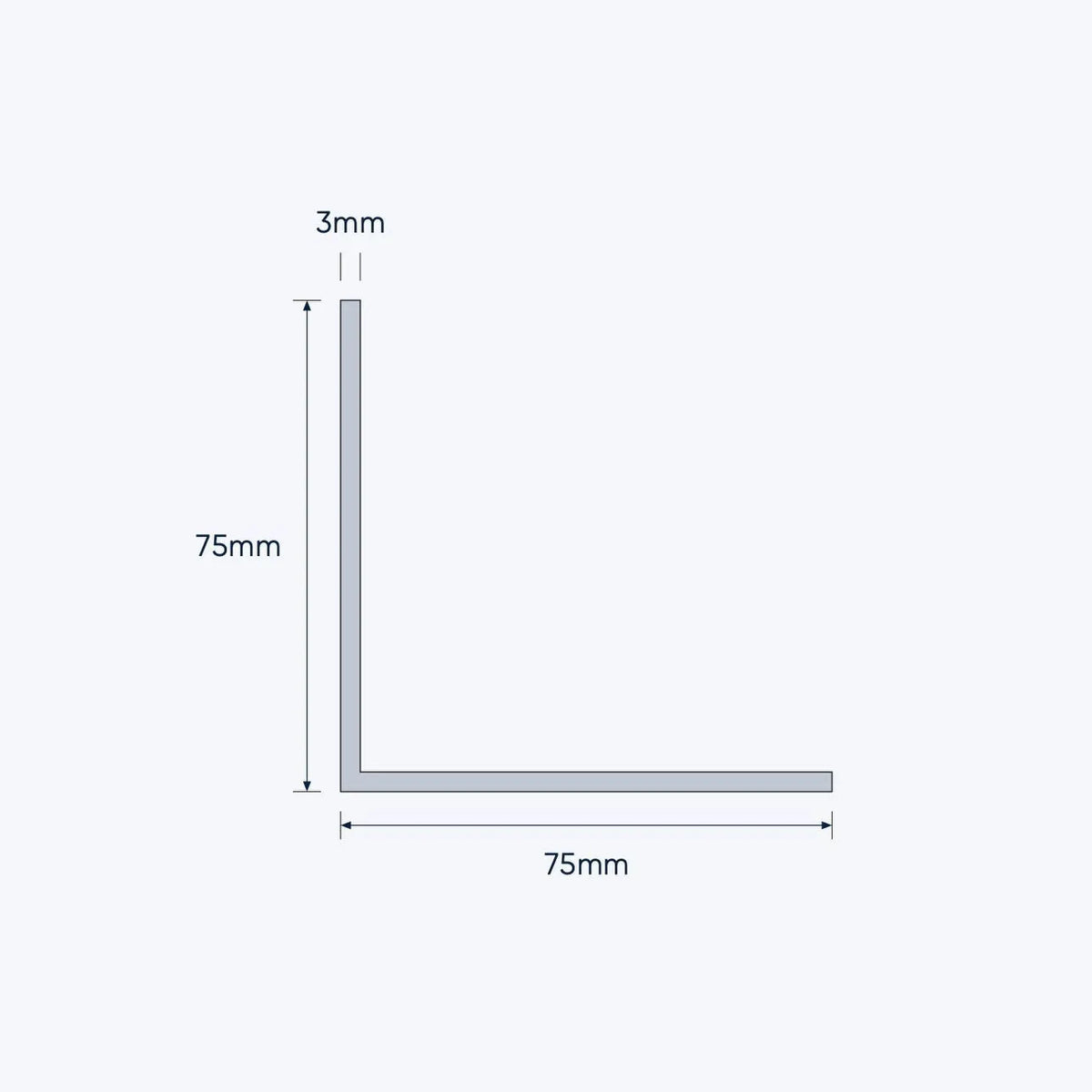 aluminium equal angle size 75 75 3 mm 4