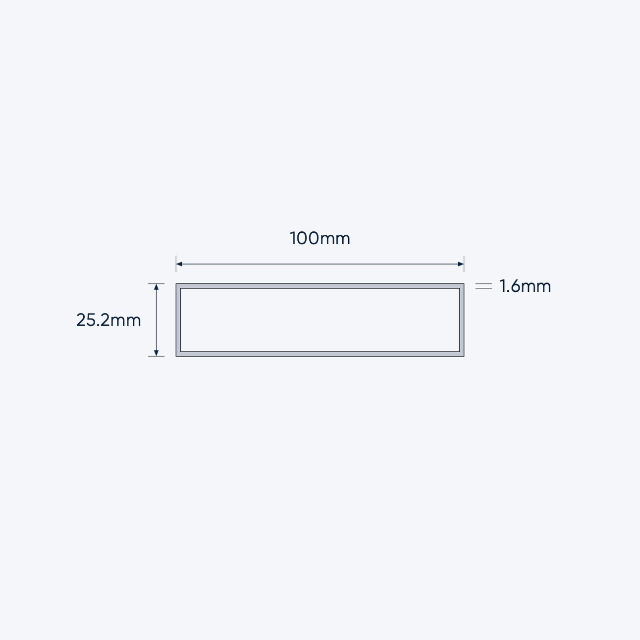 aluminium rectangular hollow rhs size 100 25 2 1 6 mm 1
