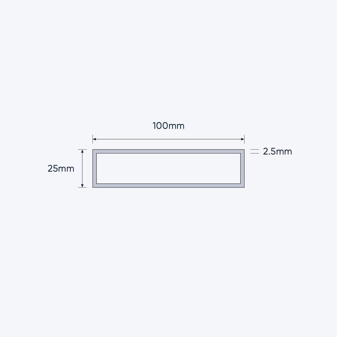 aluminium rectangular hollow rhs size 100 25 2 5 mm 1