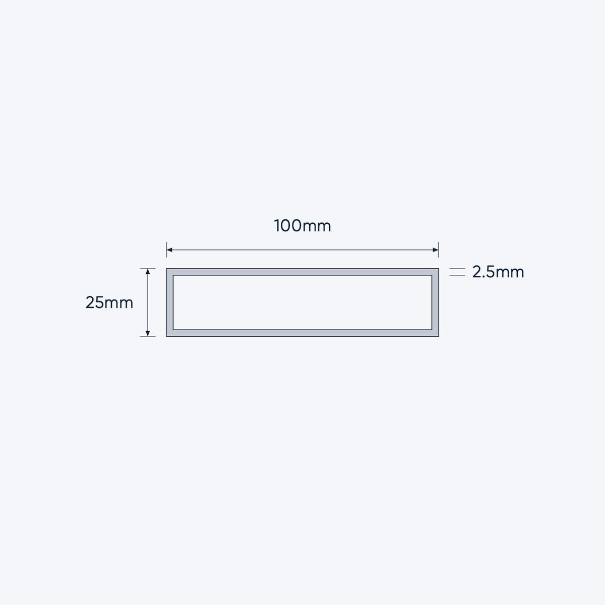 aluminium rectangular hollow rhs size 100 25 2 5 mm 1