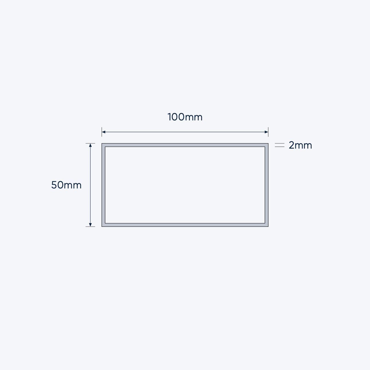 aluminium rectangular hollow rhs size 100 50 2 mm 4