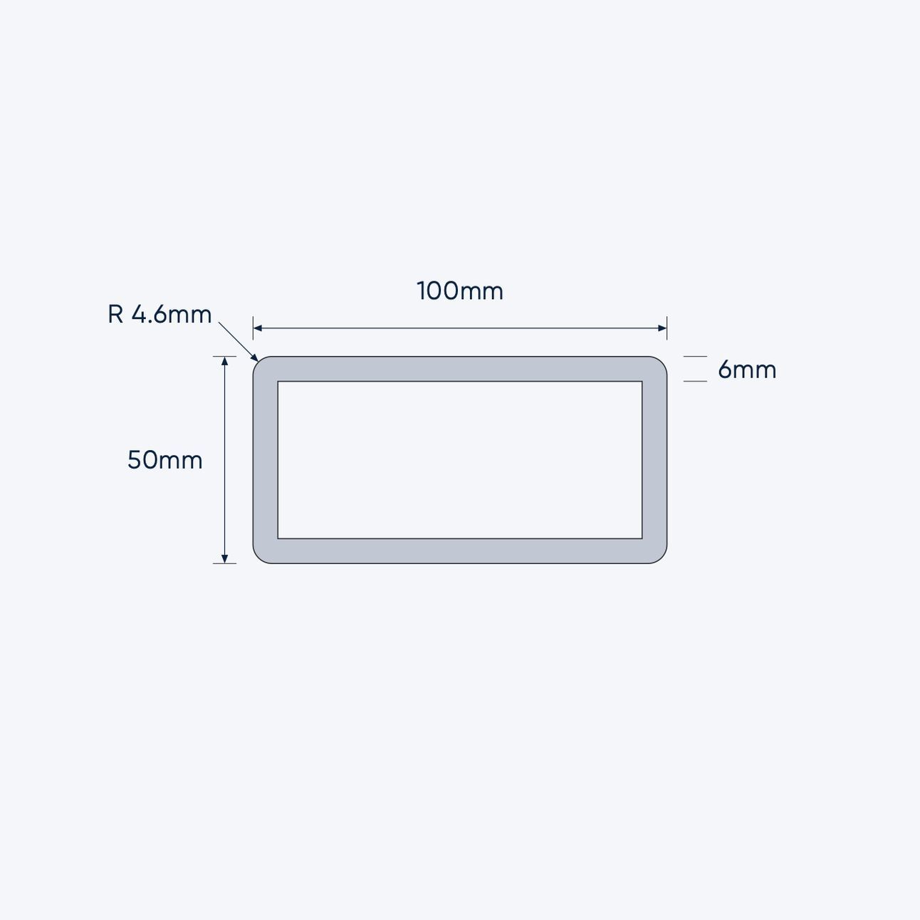 aluminium rectangular hollow rhs size 100 50 6 mm 4 6 mm r c 1