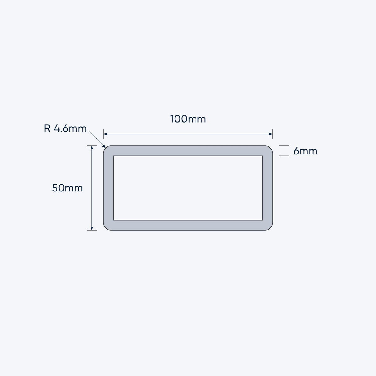 aluminium rectangular hollow rhs size 100 50 6 mm 4 6 mm r c 1