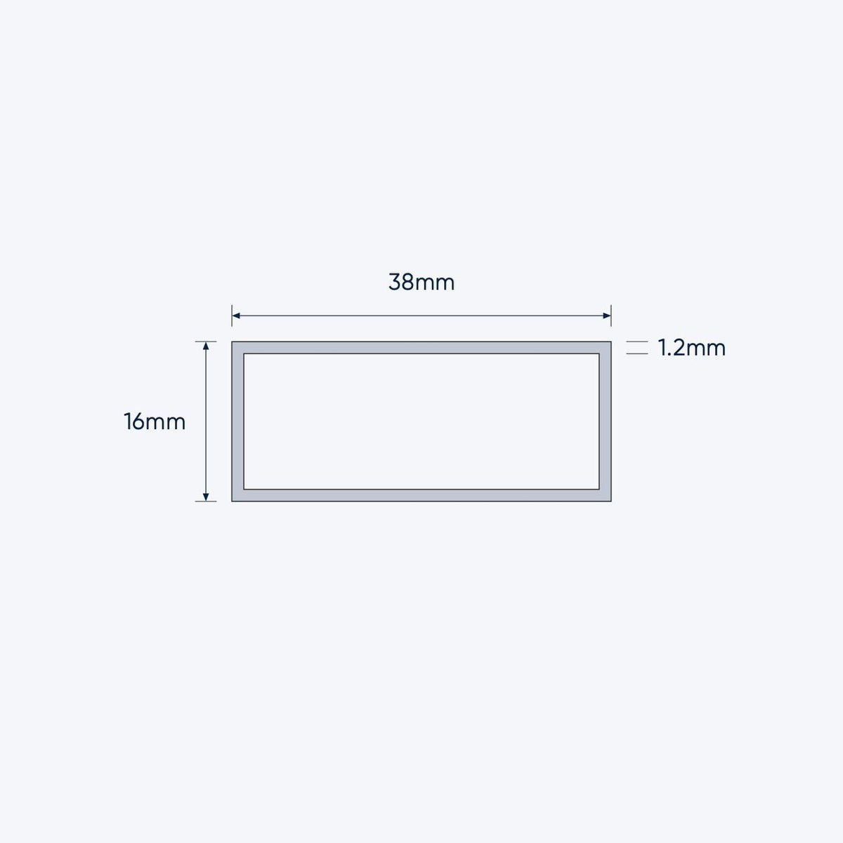 aluminium rectangular hollow rhs size 38 16 1 2 mm 1