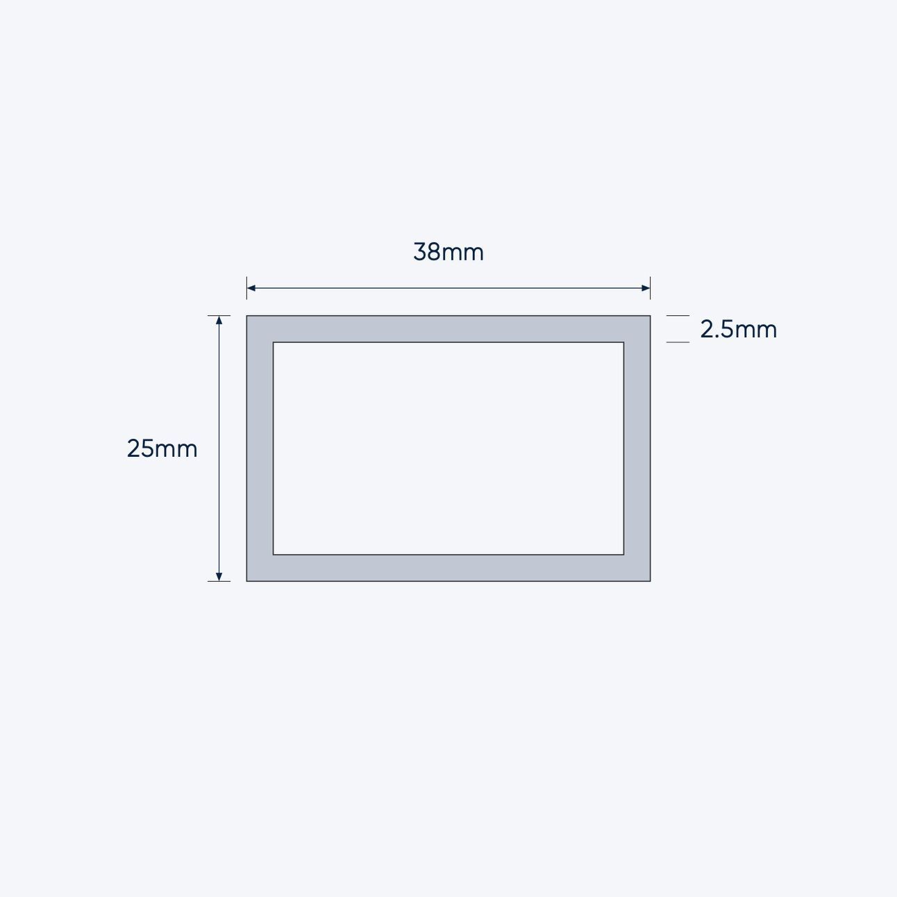 aluminium rectangular hollow rhs size 38 25 2 5 mm 4