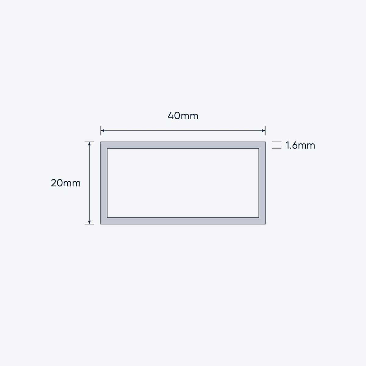 aluminium rectangular hollow rhs size 40 20 1 6 mm 1