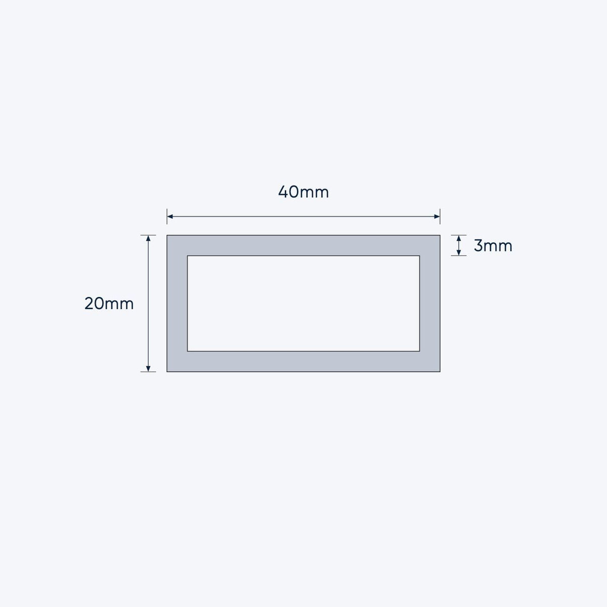 aluminium rectangular hollow rhs size 40 20 3 mm 4