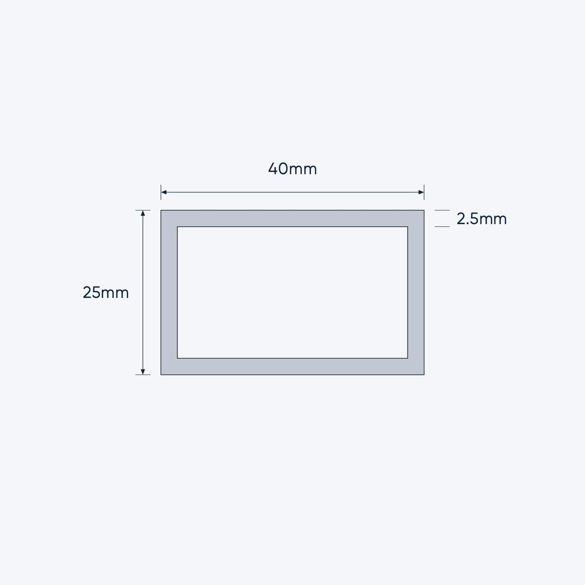 aluminium rectangular hollow rhs size 40 25 2 5 mm 4