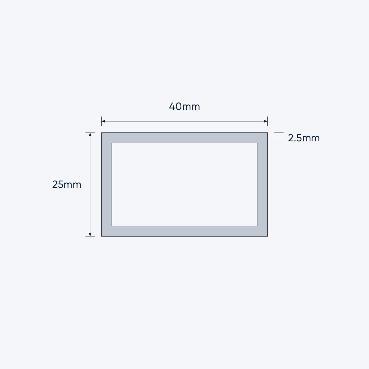 aluminium rectangular hollow rhs size 40 25 2 5 mm 4
