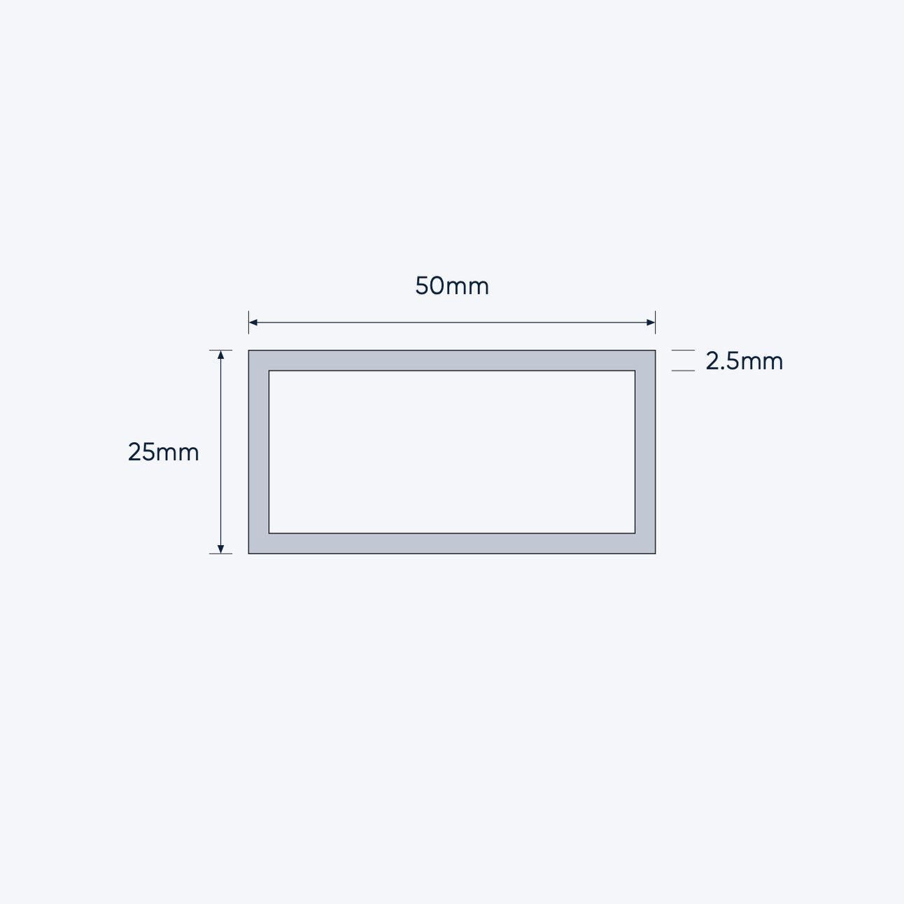 aluminium rectangular hollow rhs size 50 25 2 5 mm 4