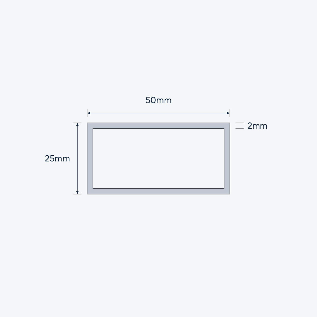 aluminium rectangular hollow rhs size 50 25 2 mm 4