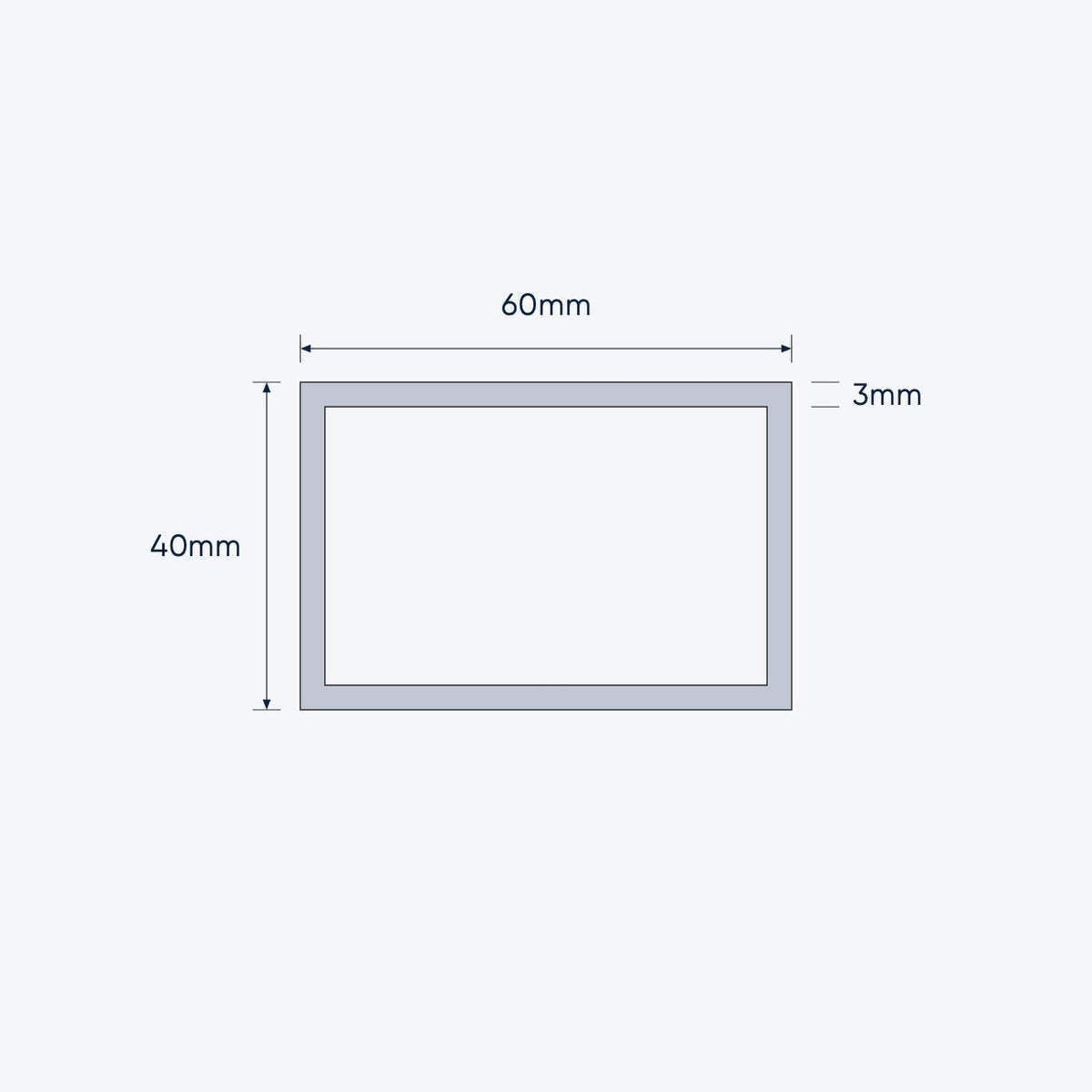 aluminium rectangular hollow rhs size 60 40 3 mm 1