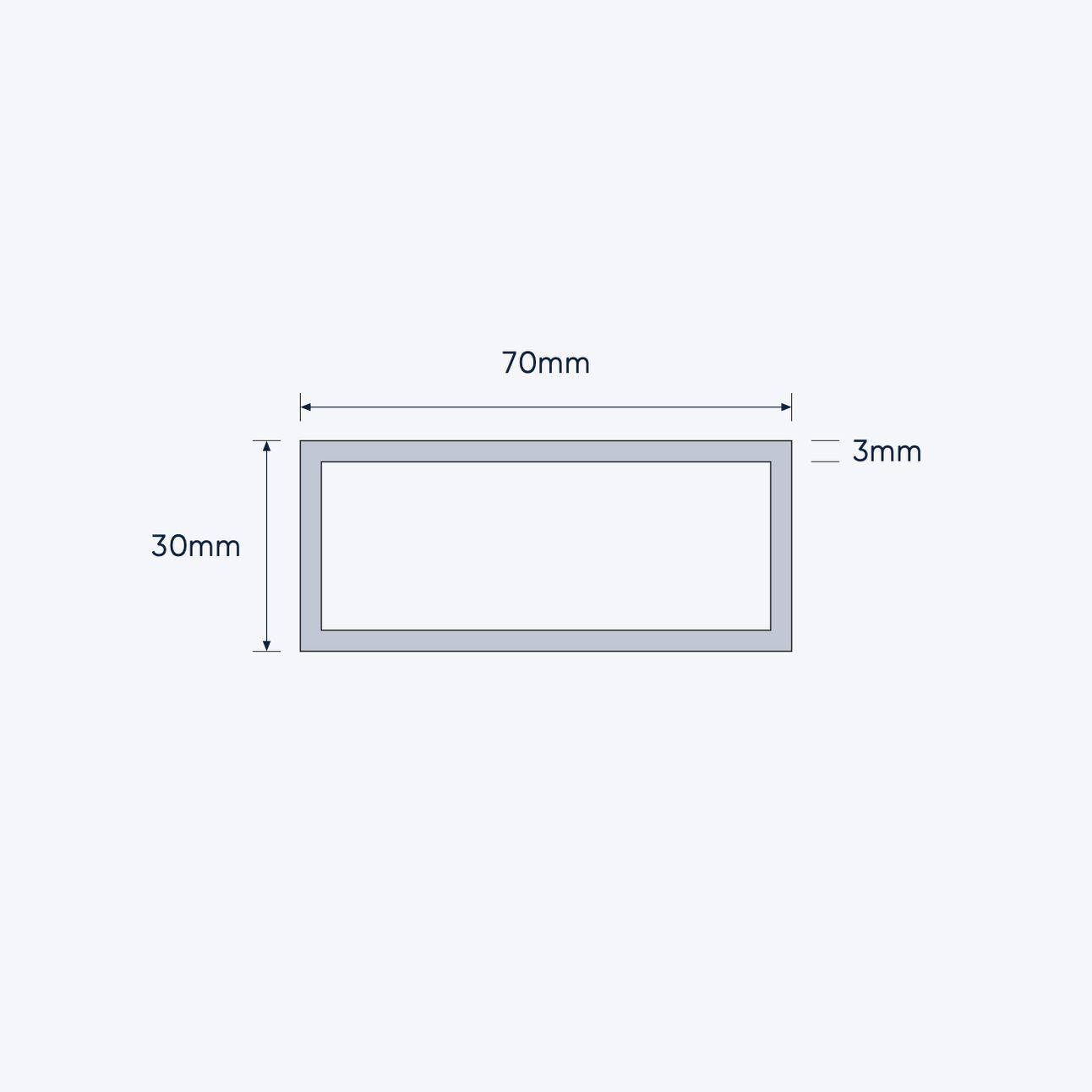 aluminium rectangular hollow rhs size 70 30 3 mm 4