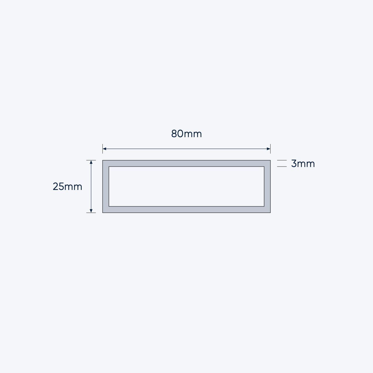 aluminium rectangular hollow rhs size 80 25 3 mm 1