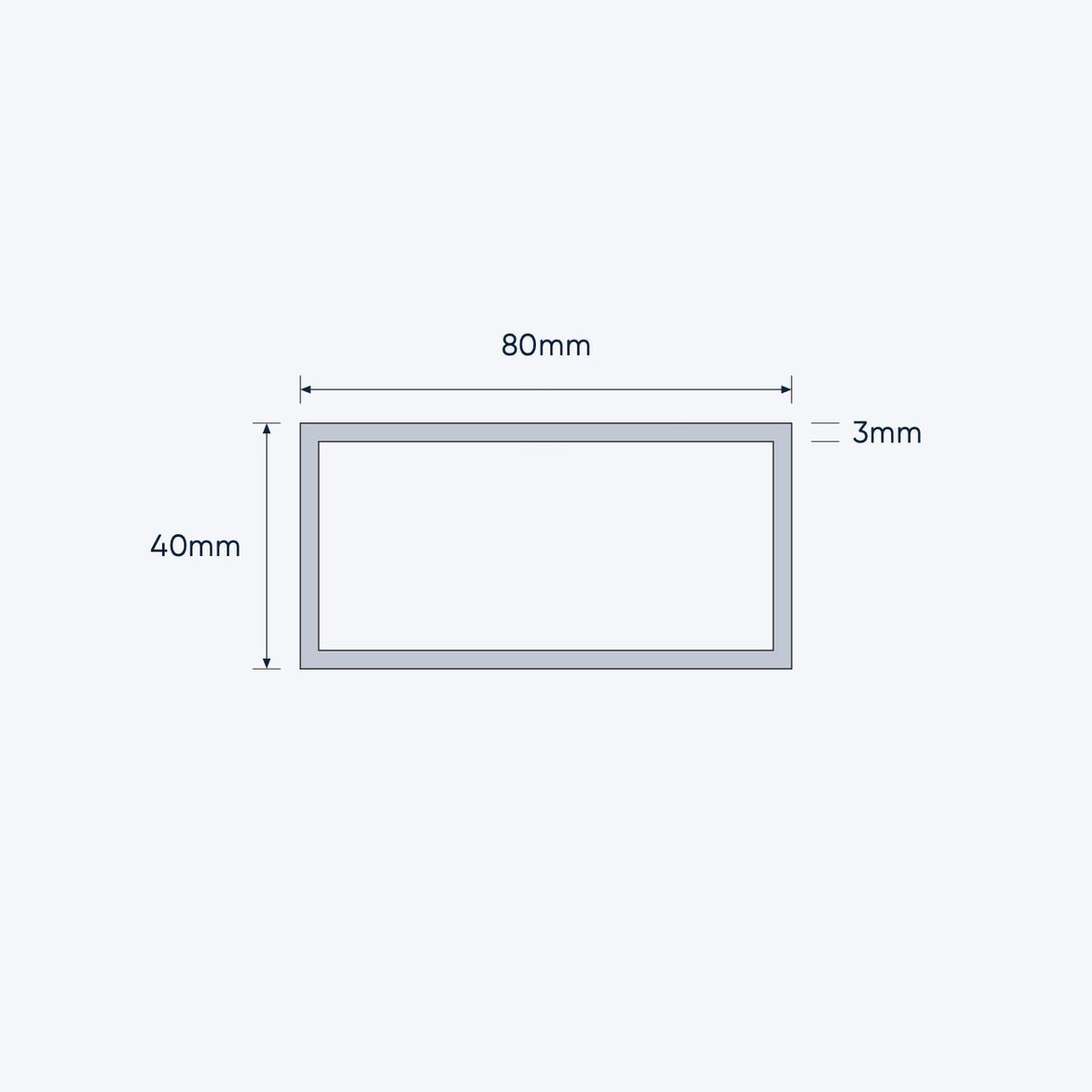 aluminium rectangular hollow rhs size 80 40 3 mm 4