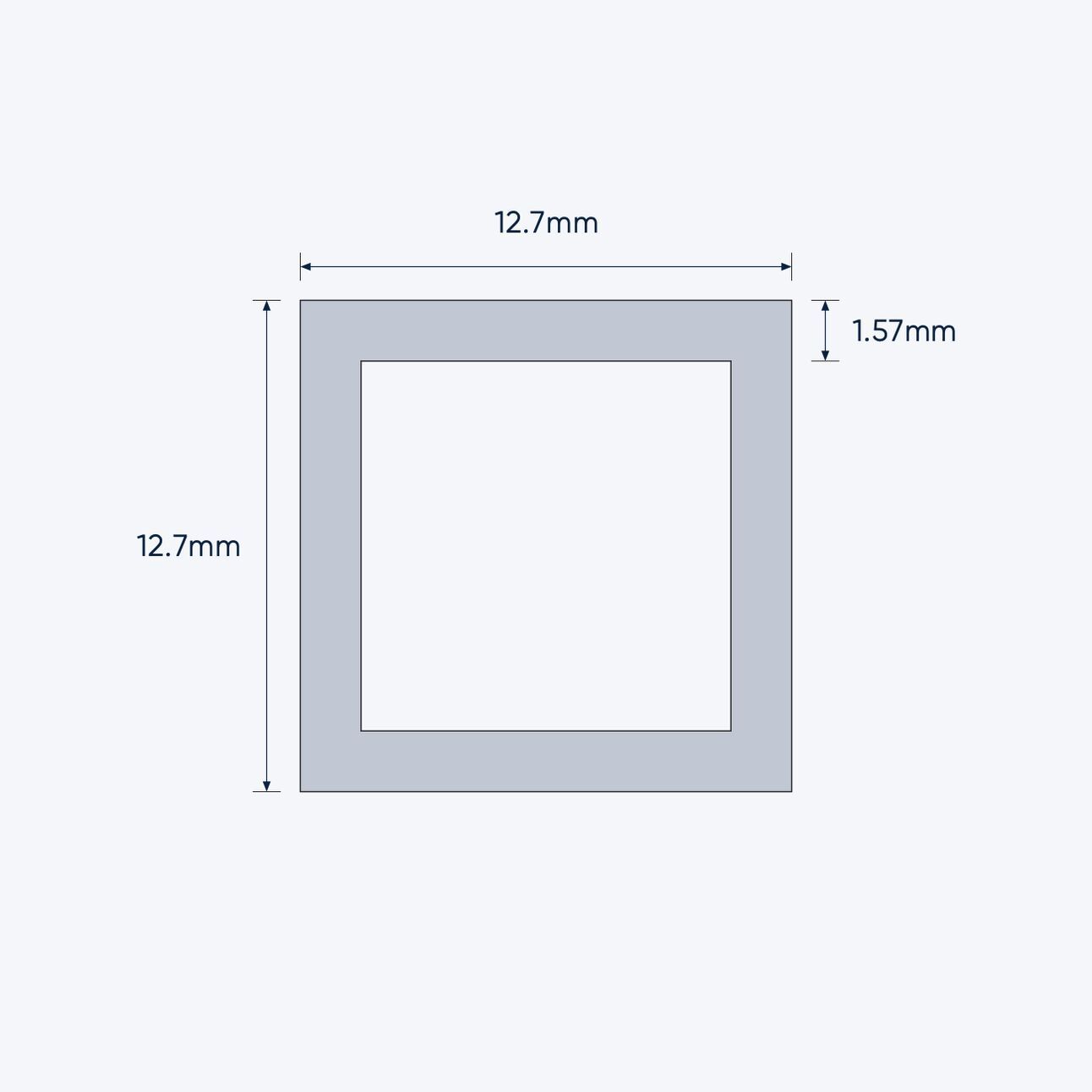 aluminium square hollow shs size 12 7 12 7 1 57 mm 4