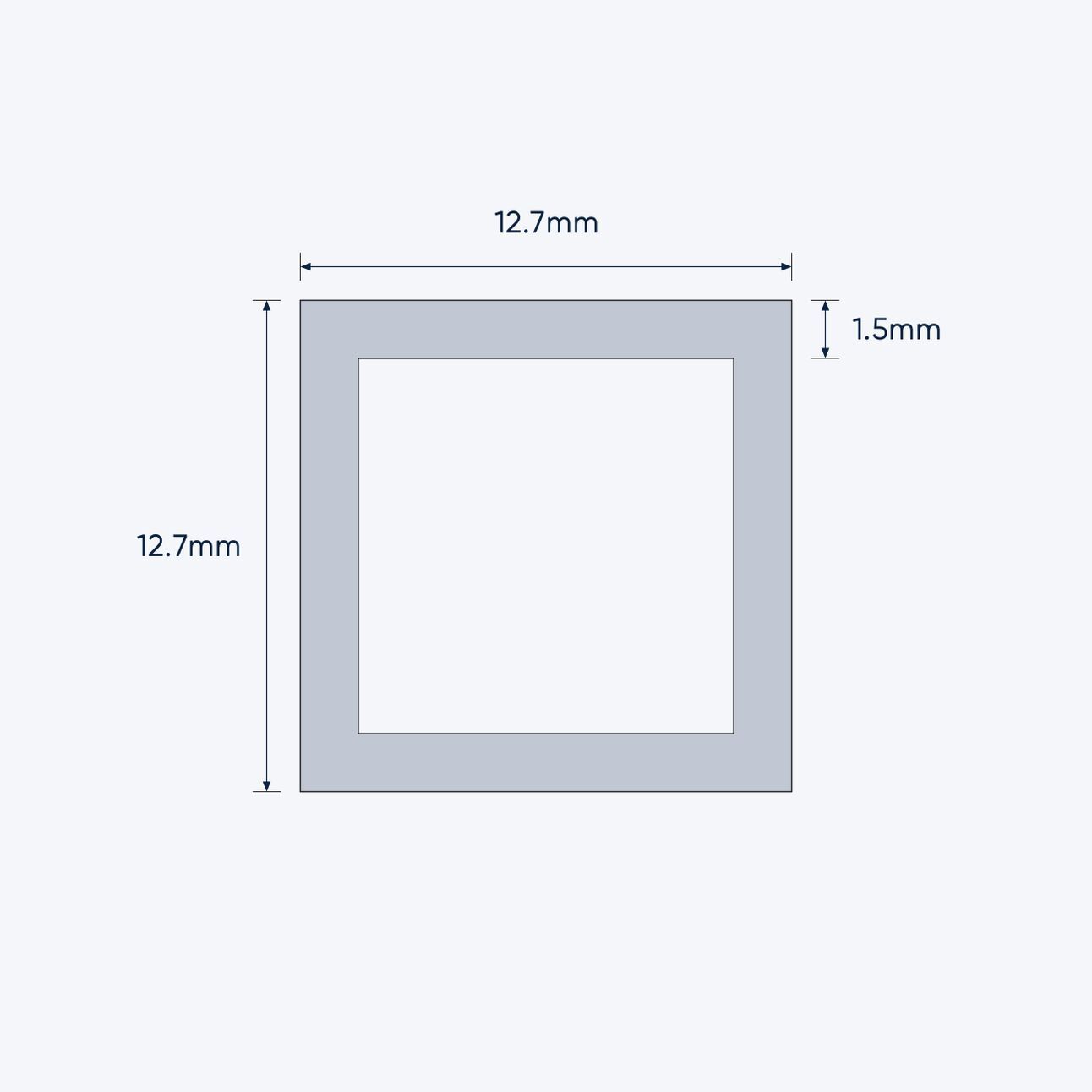 aluminium square hollow shs size 12 7 12 7 1 5 mm 4