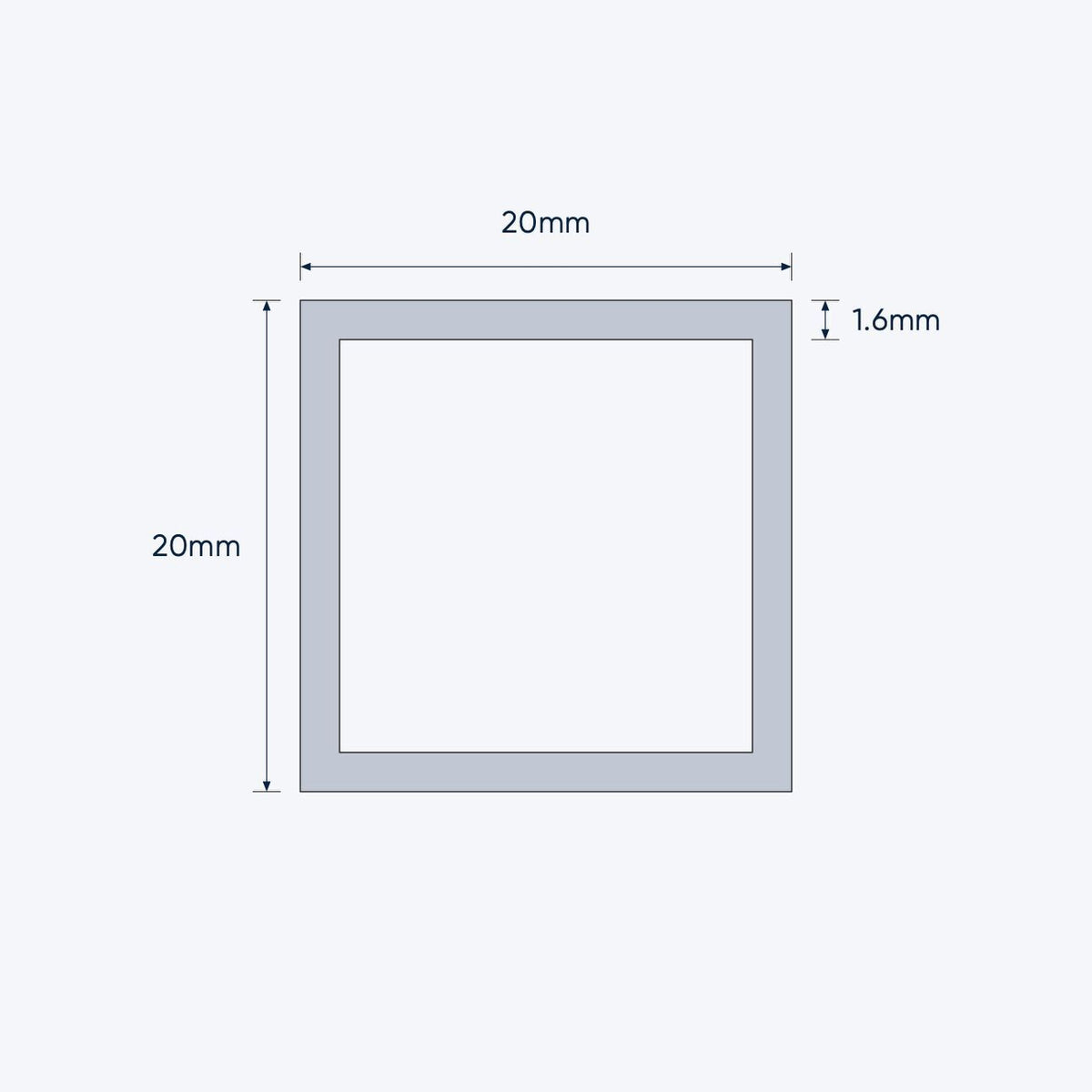 aluminium square hollow shs size 20 20 1 6 mm 4