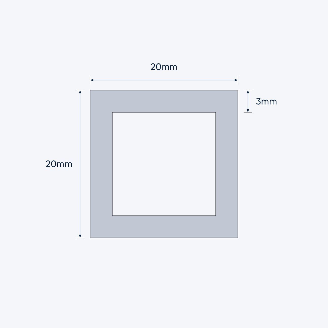 aluminium square hollow shs size 20 20 3 mm 4