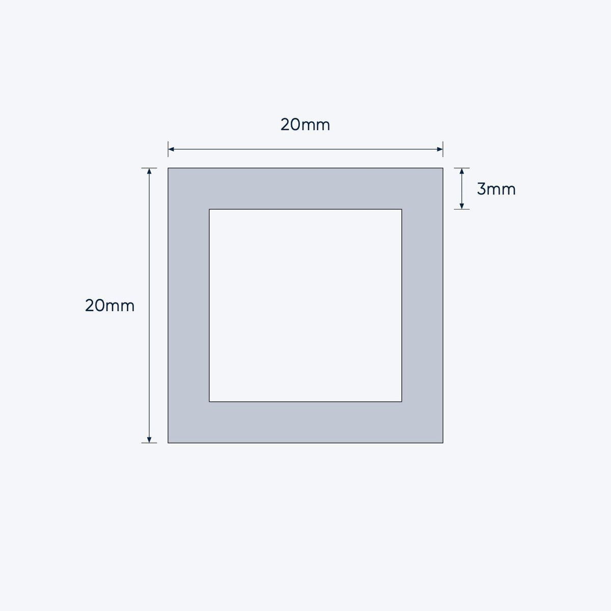 aluminium square hollow shs size 20 20 3 mm 4