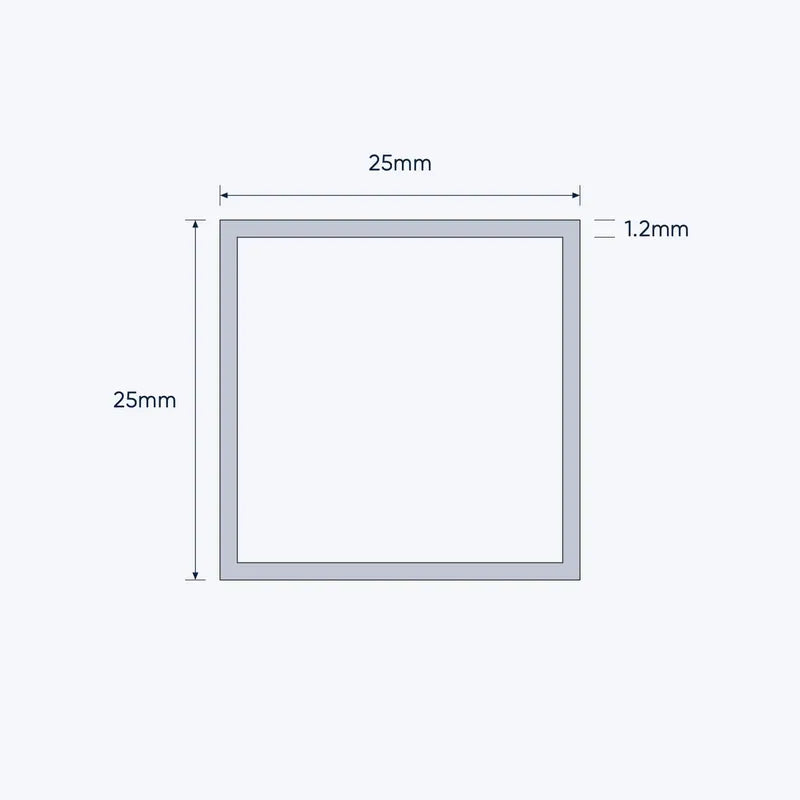 aluminium square hollow shs size 25 1 2 mm 1