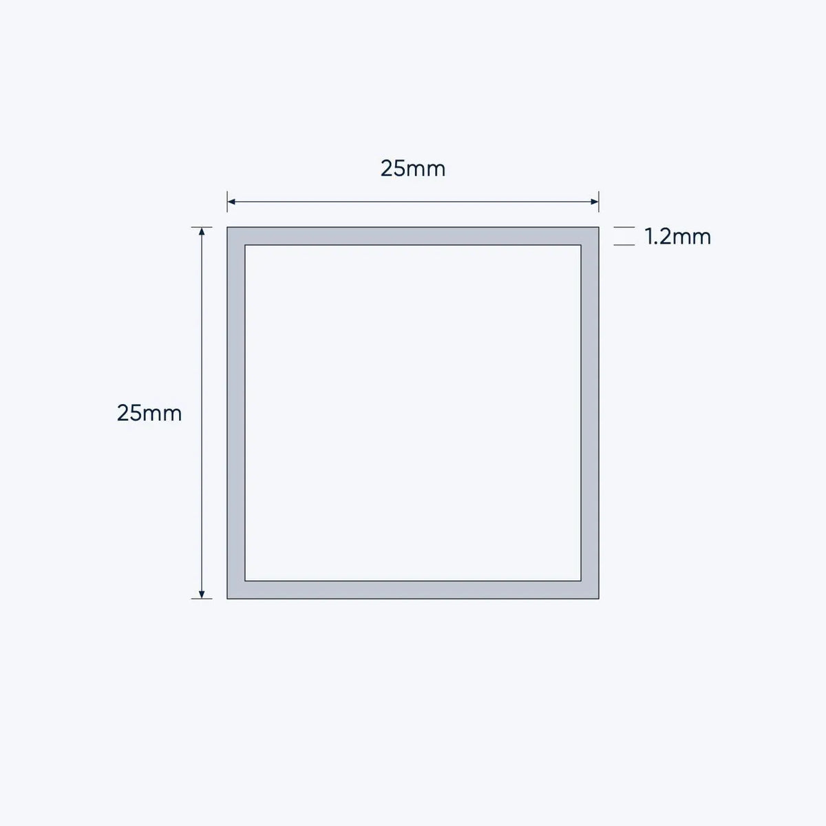 aluminium square hollow shs size 25 1 2 mm 3