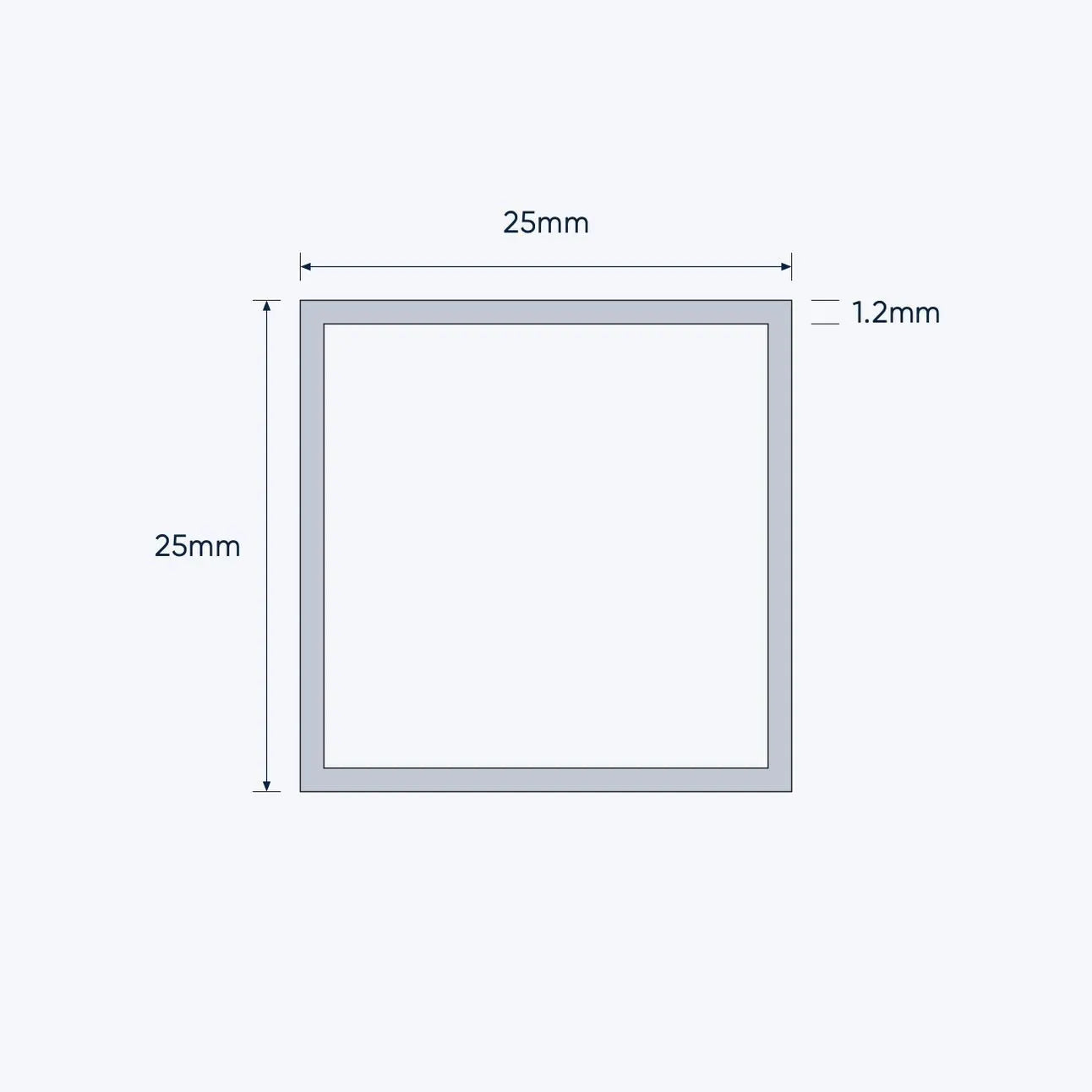 aluminium square hollow shs size 25 1 2 mm 3