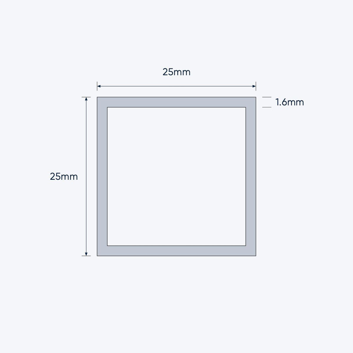 aluminium square hollow shs size 25 25 1 6 mm 4