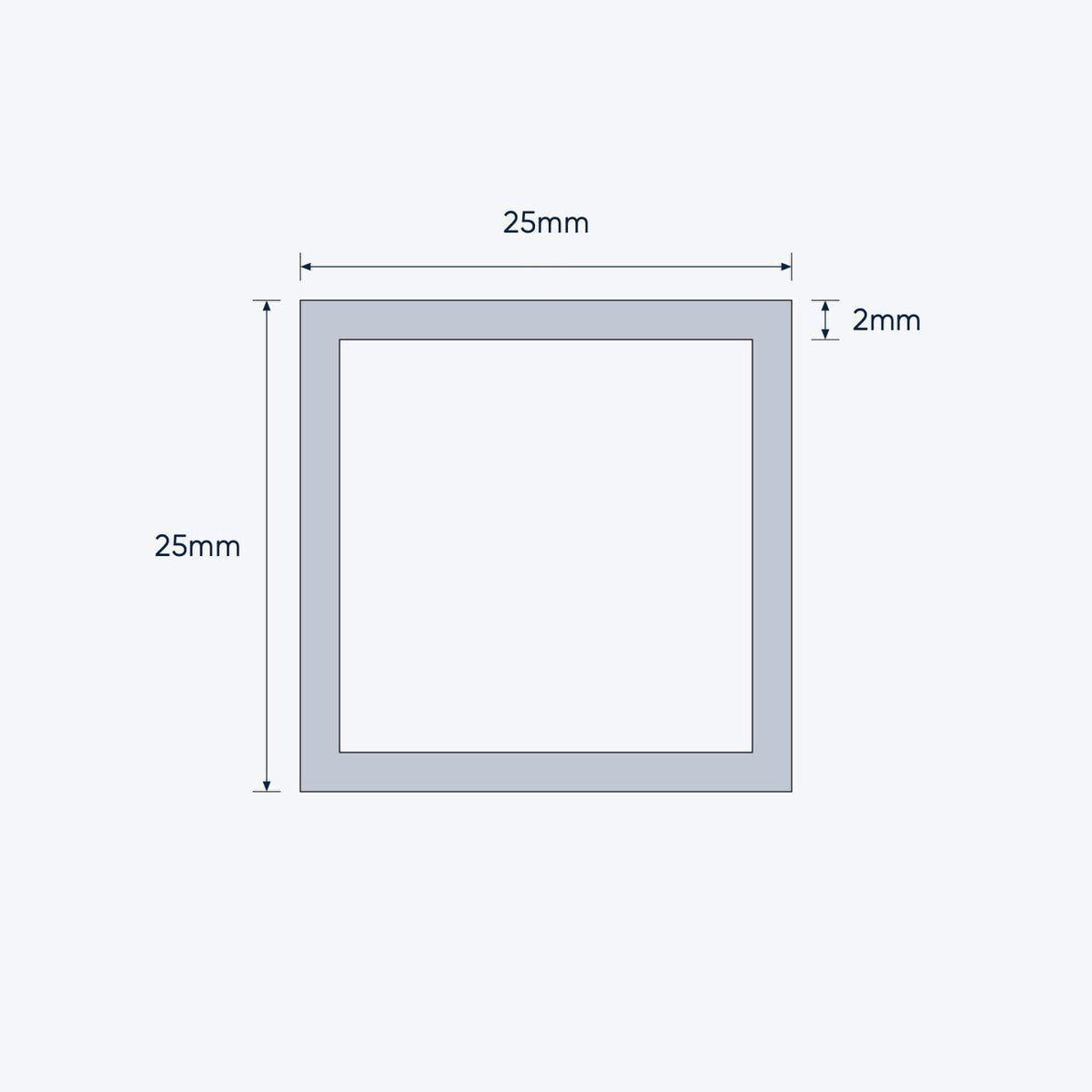 aluminium square hollow shs size 25 25 2 mm 1