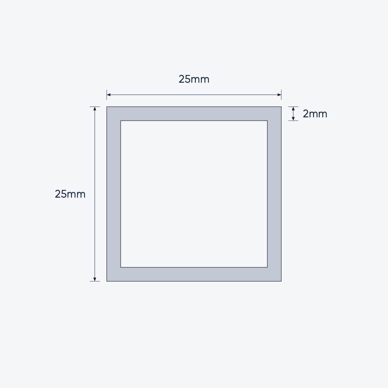 aluminium square hollow shs size 25 25 2 mm 1