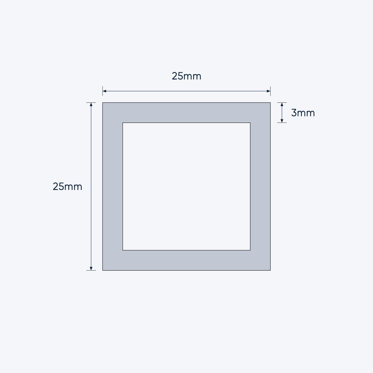 aluminium square hollow shs size 25 25 3 mm 1