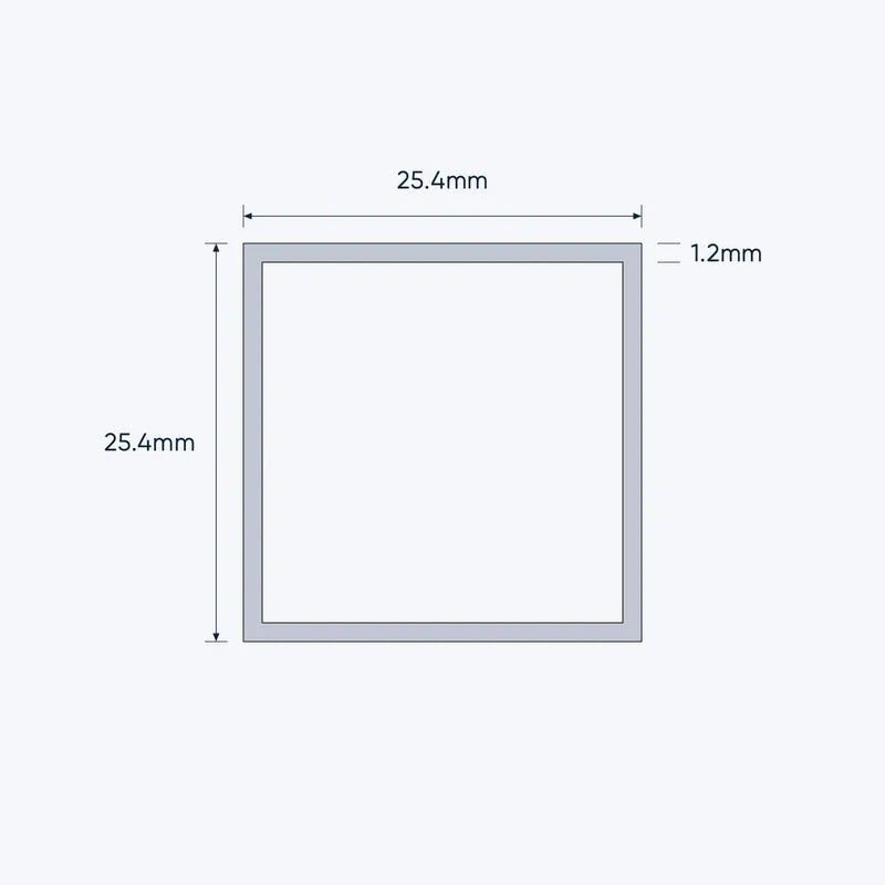 aluminium square hollow shs size 25 4 1 2 mm 1