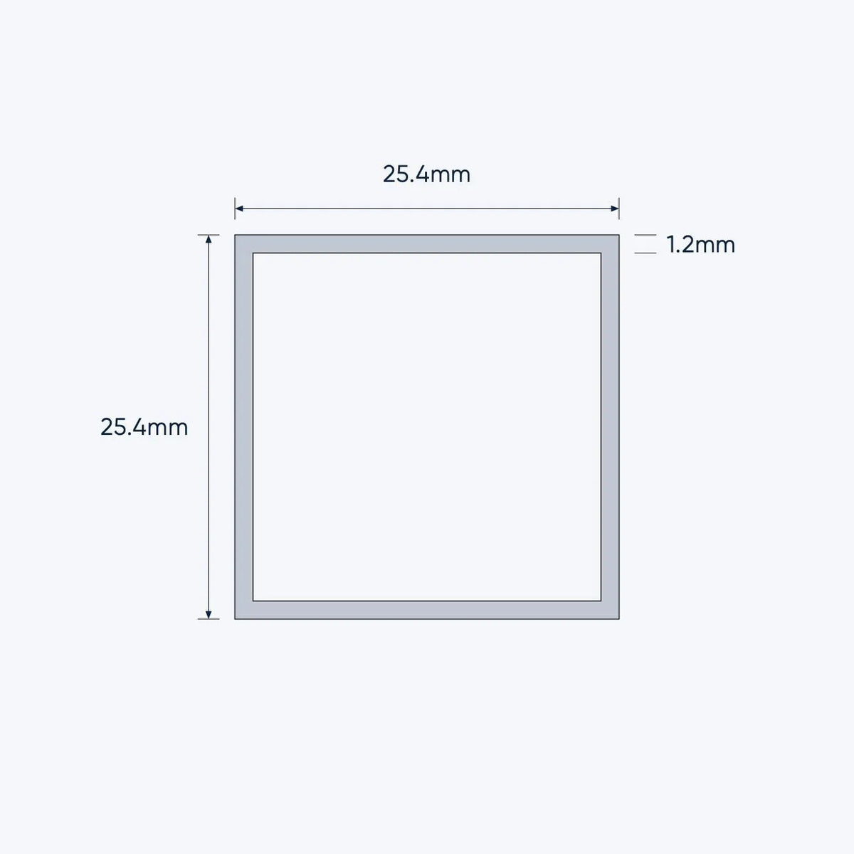 aluminium square hollow shs size 25 4 1 2 mm 3