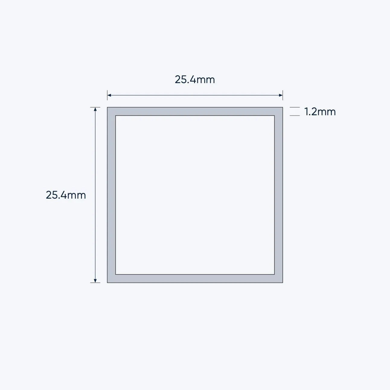 aluminium square hollow shs size 25 4 1 2 mm 3