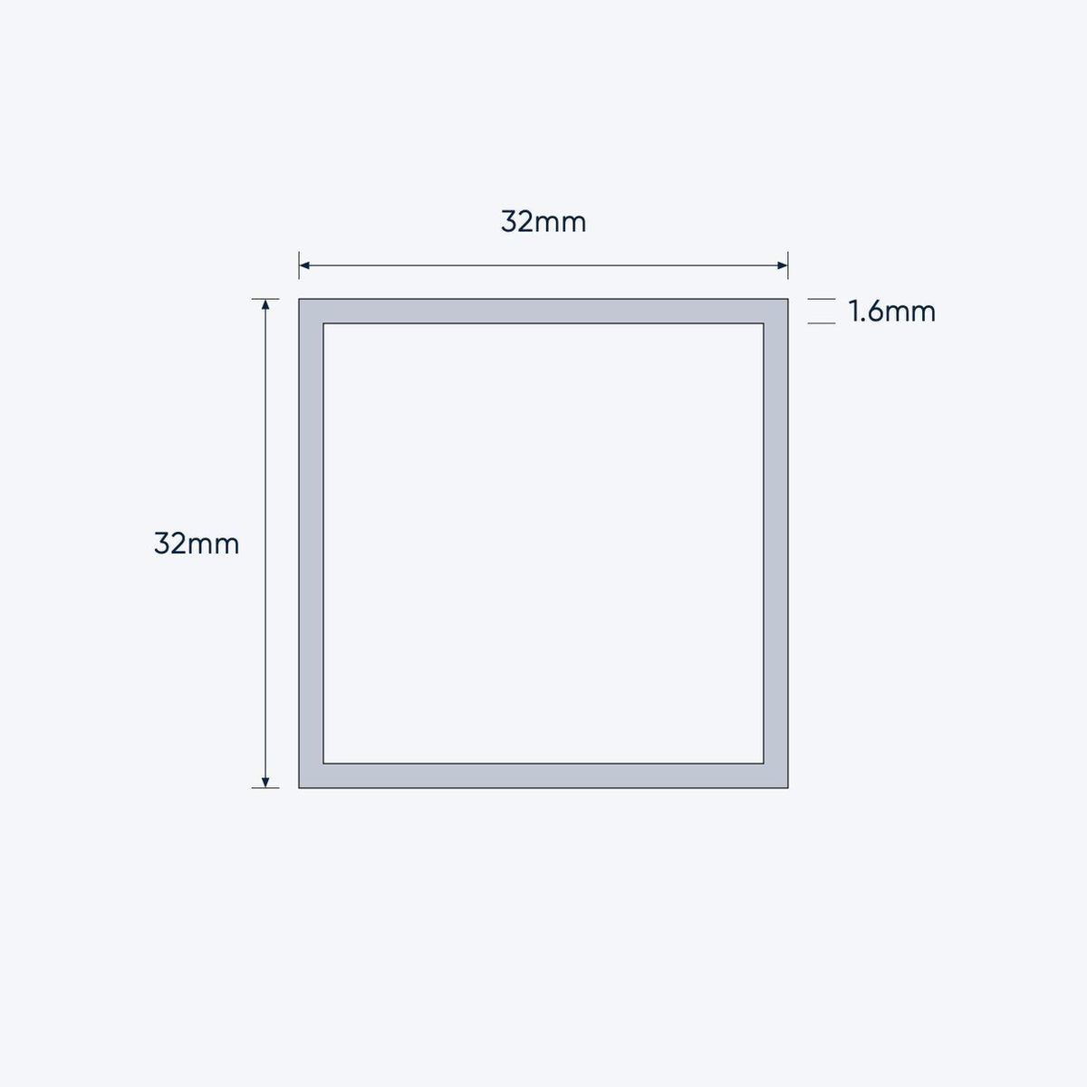 aluminium square hollow shs size 32 32 1 6 mm 4