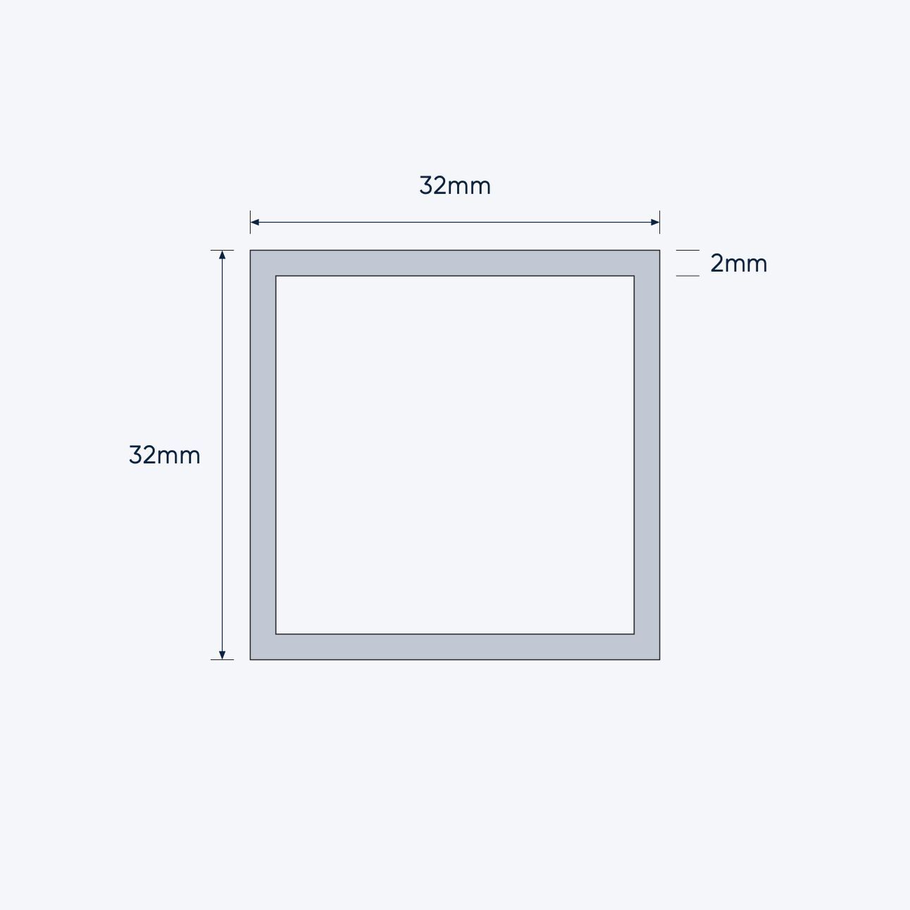 aluminium square hollow shs size 32 32 2 mm 4
