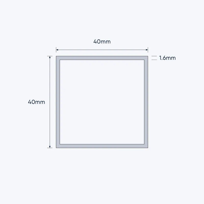 aluminium square hollow shs size 40 40 1 6 mm 1